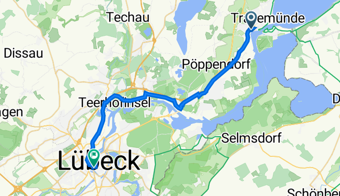 Travemünder Landstraße 322, Lübeck nach Wallstraße 15, Lübeck