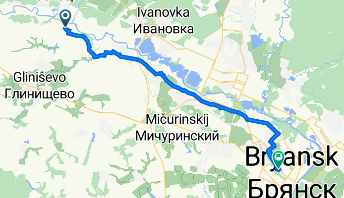 Маршрут в улица Пролетарская 8, Брянск