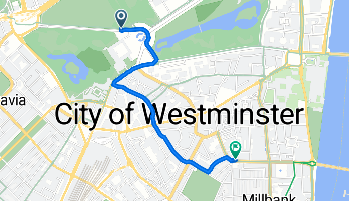Constitution Hill, London to 108 Horseferry Road, London