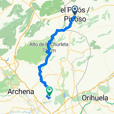 De Paseo de la Constitución 50, Pinoso a Calle Río Chícamo 26, La Alcayna