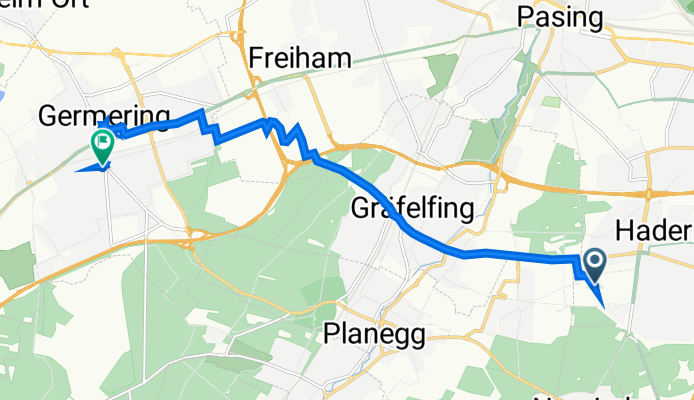 Hadern, München nach Kleinfeldstraße 2, Germering