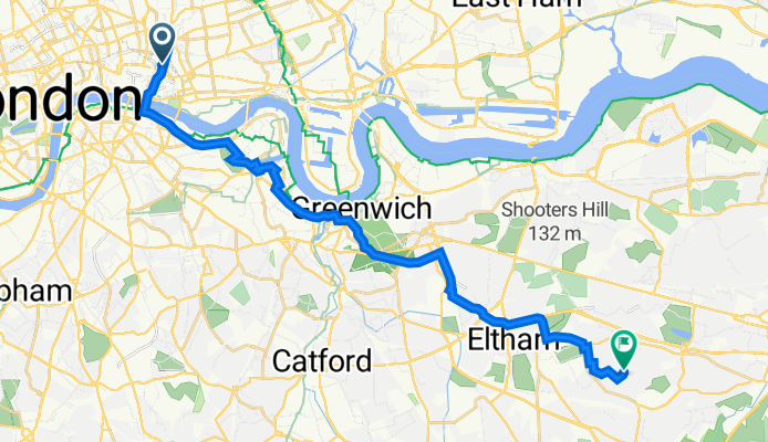 40 The Hamilton Hall Public House, Liverpool St, London to 53 Shuttle Close, Sidcup
