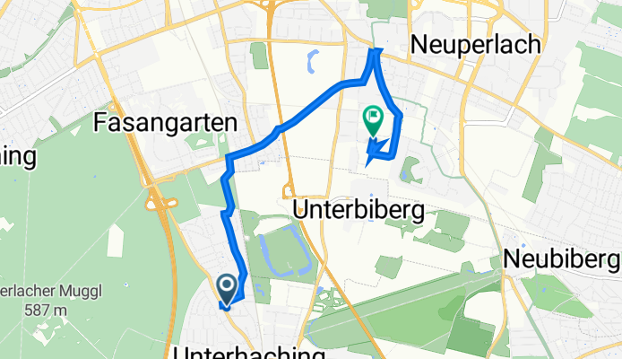 Münchner Straße 42, Unterhaching nach Bayerwaldstraße 23, München