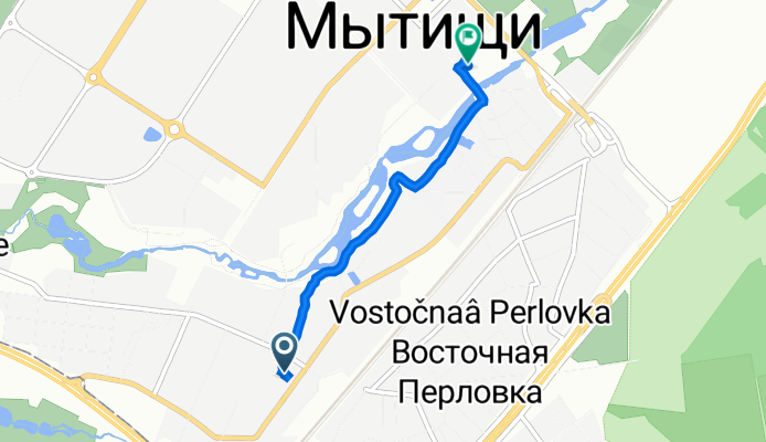 От Веры Волошиной улица 9/24, Мытищи до улица Щербакова 2, корп. 1, Мытищи