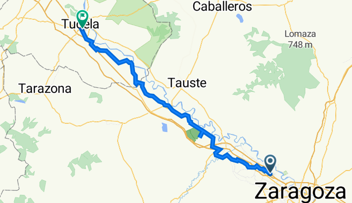 Camino de la Estaci贸n, 1, Zaragoza naar Calle Griseras, 2, Tudela