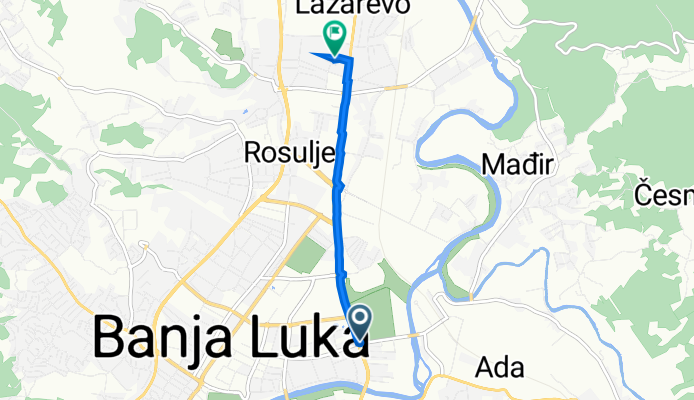 Bulevar vojvode Petra Bojovića, Banja Luka to Knjaza Miloša 65, Banja Luka