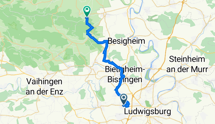 Bahnhofstraße 4, Asperg nach Erlebnispark-Tripsdrill-Straße 1, Cleebronn