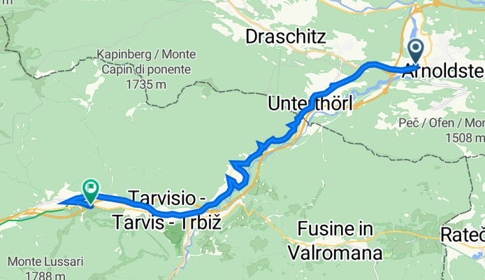 Gewerbegebietsstraße Stossau, Hohenthurn nach Via Alpi Giulie 26, Tarvis