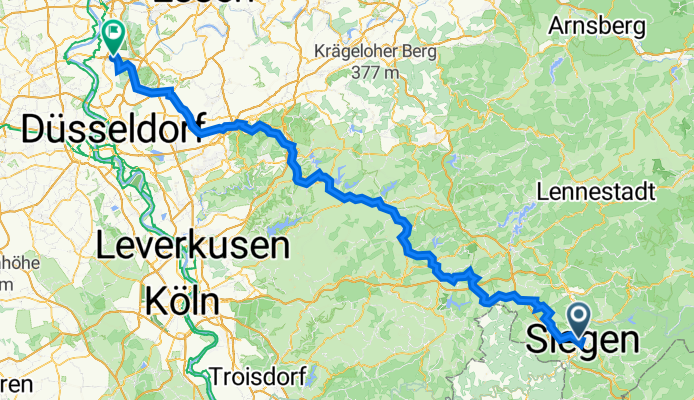 Blücherstraße 33, Siegen nach Zur Kaffeehött, Duisburg