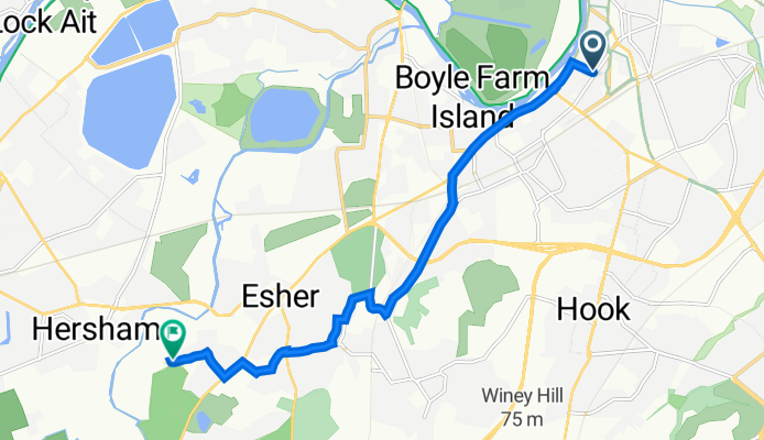 Surbiton to Garson Farm, Esher, KT10 8LS