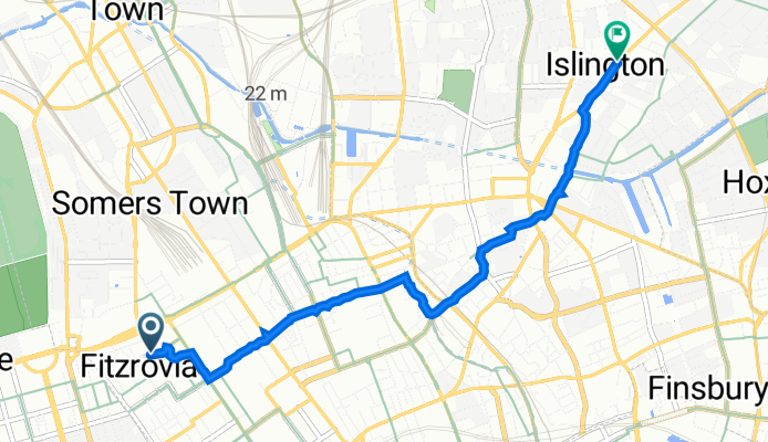 48 Grafton Way, London to 2–12 Cross St, London