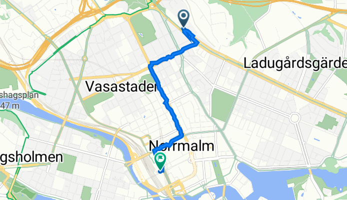 Körsbärsvägen 5, Stockholm to Centralplan 35, Stockholm