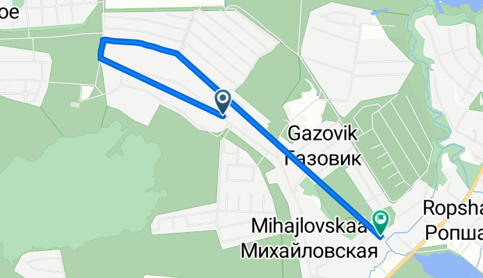 От Михайловская 113 до Детская улица 2, д. Ропша