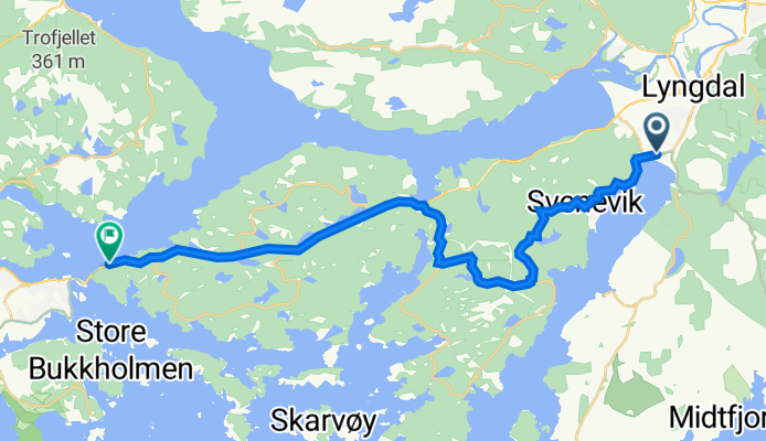 Agnefestveien 196, Lyngdal to Lyngdalsveien 42–50, Farsund