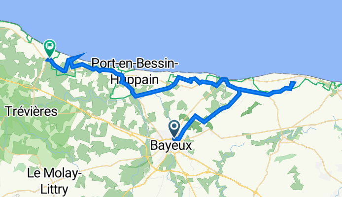 Allée du Camping, Bayeux to 5 Rue de l'Église, Saint-Laurent-sur-Mer