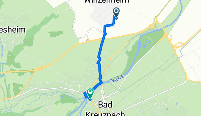 Waldalgesheimer Straße 22A, Bad Kreuznach nach Kirschsteinanlage 2, Bad Kreuznach