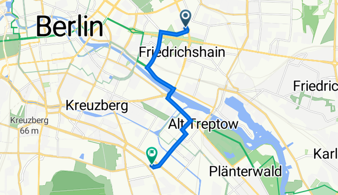 Petersburger Straße 72C, Berlin nach Donaustraße 29, Berlin