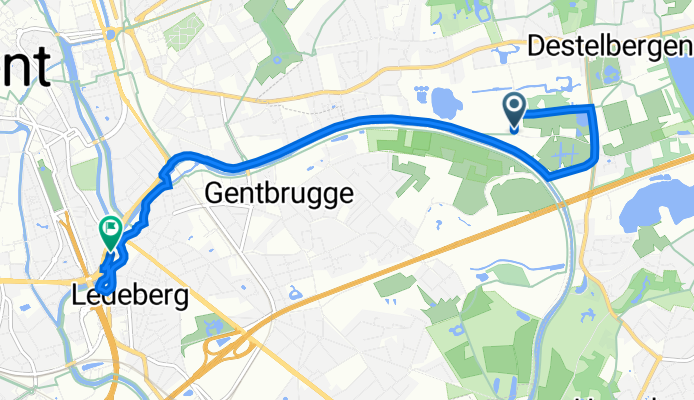 Hellegatstraat 38, Destelbergen naar Edward Pynaertkaai 73–115, Gent