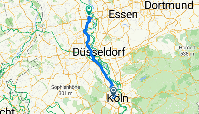 Philippstraße 45, Köln nach Hedwigstraße 75, Duisburg