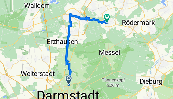 Darmstadt to Adolf-Kolping-Straße 36, Dreieich