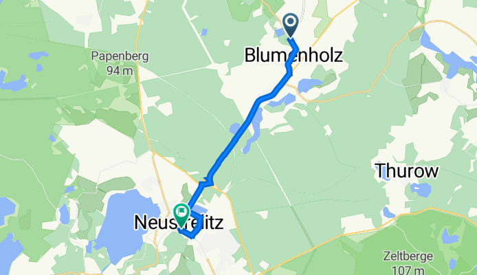 Dorfstraße 1, Blumenholz nach Tiergartenstraße 17, Neustrelitz