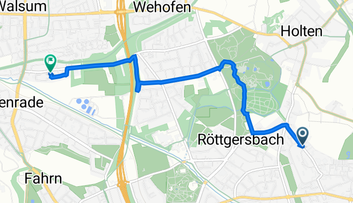 Obere Holtener Straße 58, Duisburg nach Kurfürstenstraße 46, Duisburg
