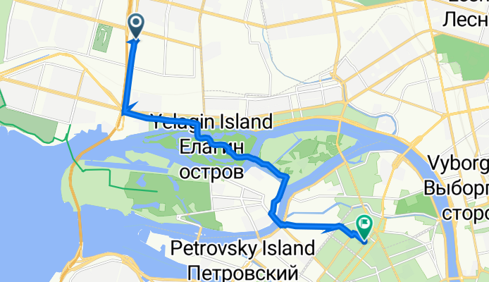 От Планерная улица 15В, Санкт-Петербург до Малый проспект П.С. 76, Санкт-Петербург