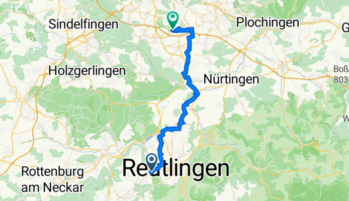 Friedrich-Wilhelm-Raiffeisen-Straße 6, Reutlingen nach Hermann-Mögle-Weg 30, Stuttgart