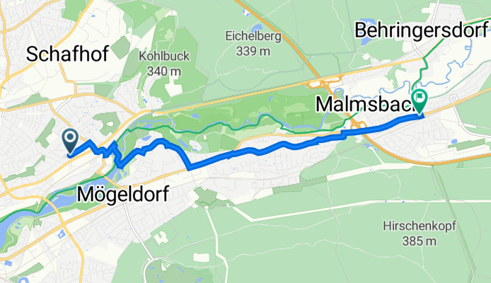 Steuerwald-Landmann-Straße 24, Nürnberg nach Nürnberger Straße 3, Schwaig bei Nürnberg