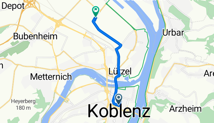 Stegemannstraße 27, Koblenz to Carl-Spaeter-Straße 8, Koblenz