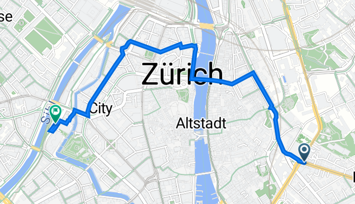 Hottingerstrasse 2, Zürich naar Selnaustrasse 25A, Zürich