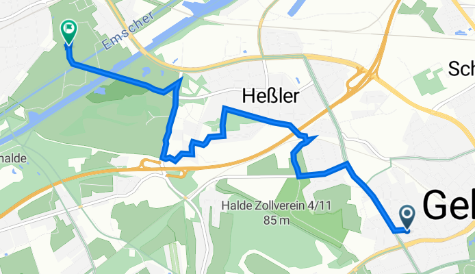 Kurfürstenstraße 50, Gelsenkirchen nach Am Bugapark 3, Gelsenkirchen