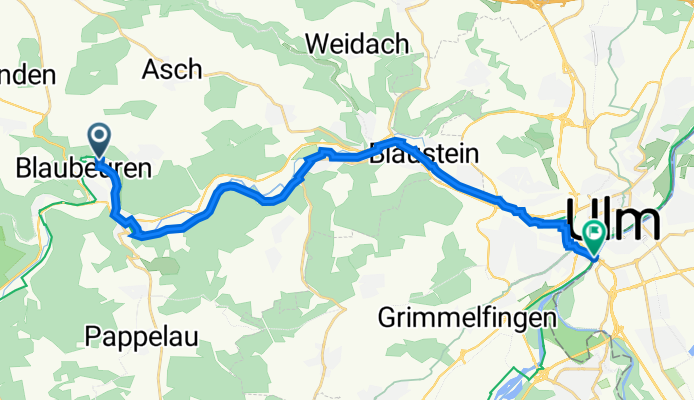 Dodelweg 20, Blaubeuren nach Ziegelländeweg, Ulm
