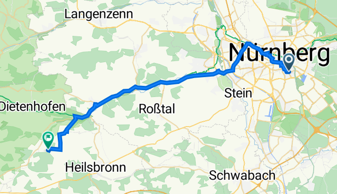 Brunhildstraße 4, Nürnberg nach Steinbach 38, Petersaurach