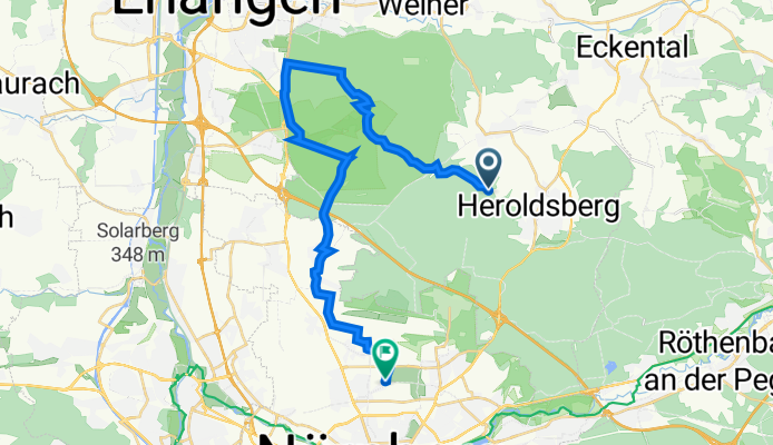 49.539° N 11.129° W nach Sonnengartenstraße 14, Nürnberg