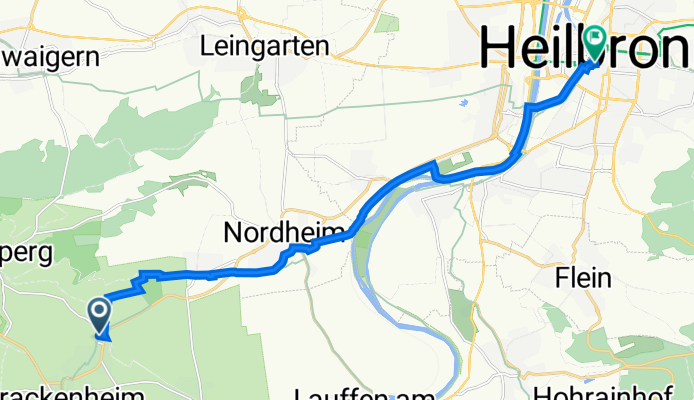 Bachstraße 2/1, Brackenheim nach Deutschhofstraße 23, Heilbronn