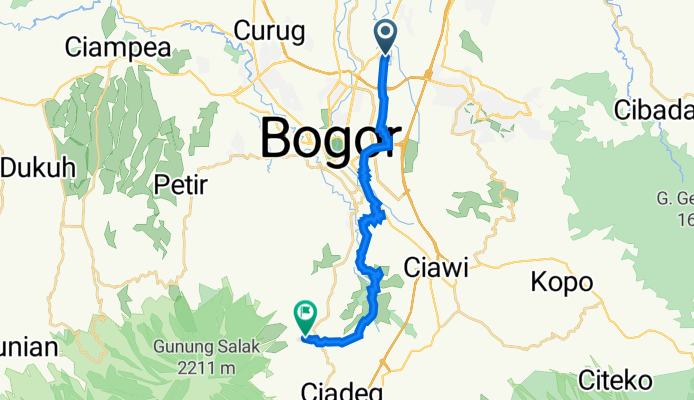Jalan Sinom II 16, Kecamatan Bogor Utara to Jalan Raya Cihideung, Kecamatan Cijeruk
