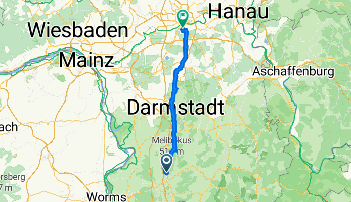 Schillerstraße 47A, Bensheim nach Letzter Hasenpfad 30, Frankfurt am Main