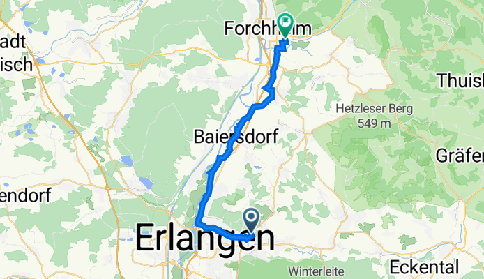 Rennesstraße 39, Erlangen to Am Stahl 2, Forchheim