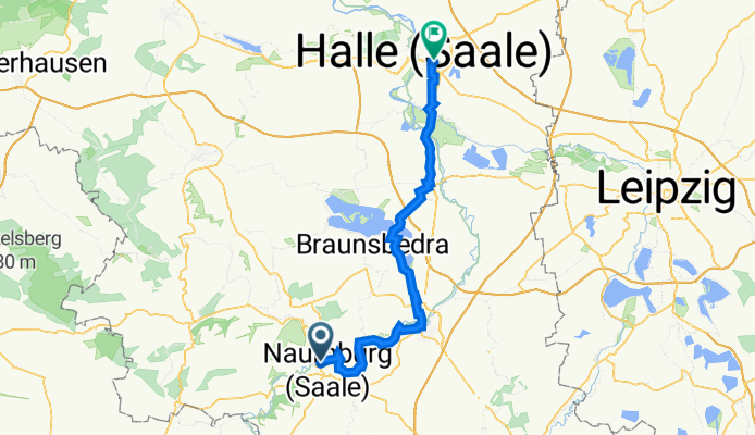 Bahnhofstraße 37, Naumburg nach Hans-Dietrich-Genscher-Platz 1, Halle (Saale)