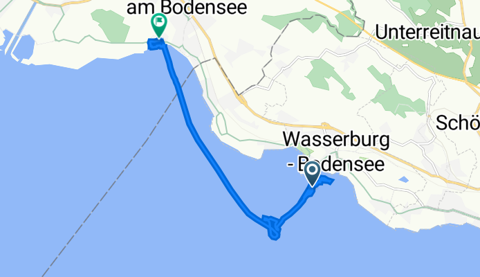 47.564° N 9.632° W nach Bodanstraße 36, Kressbronn am Bodensee
