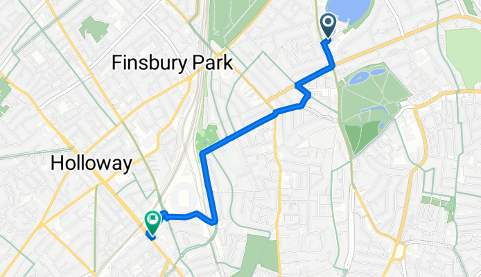 214 Green Lanes, London to 222 Holloway Road, London