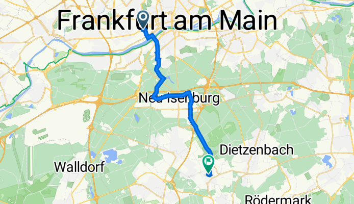 Mainzer Landstraße 153, Frankfurt am Main nach Am Alten Berg 52, Dreieich