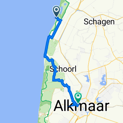 Burgemeester Breebaartweg 1, Petten nach Stationsweg 45A, Alkmar