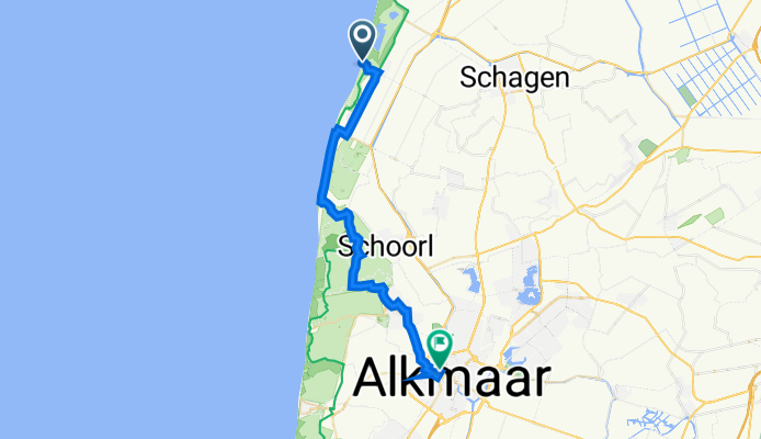 Burgemeester Breebaartweg 1, Petten nach Stationsweg 45A, Alkmar