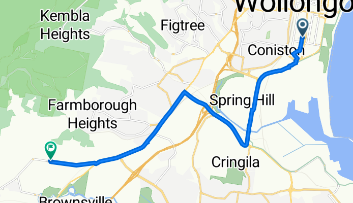 97 Kenny St, Wollongong to 104–124 West Dapto Rd, Kembla Grange