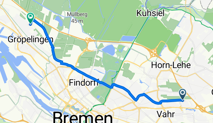 Paul-Singer-Straße 17, Bremen nach Mählandsweg 36, Bremen