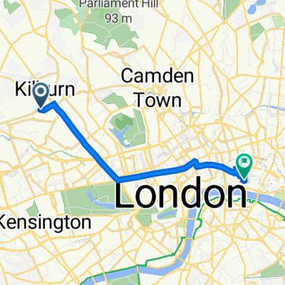 74E Brondesbury Road, London to 77 Watling St, London