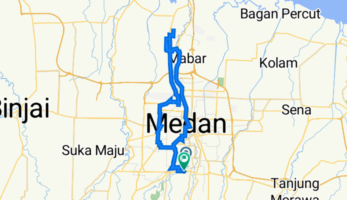GMWF+VFW, Kecamatan Medan Polonia to Pangkalan Masyhur, Kecamatan Medan Johor