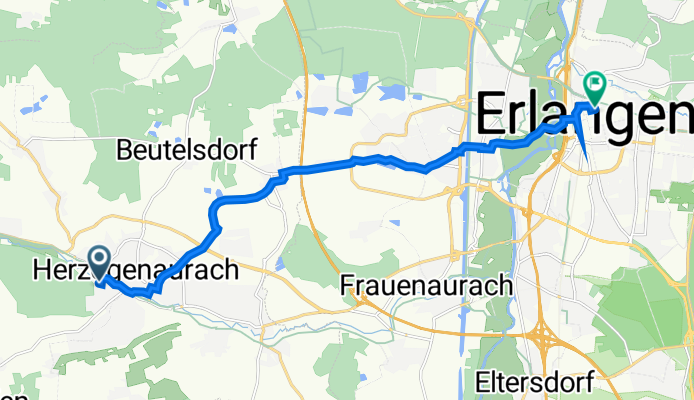 Jägerweg 13, Herzogenaurach to Theaterplatz 3, Erlangen